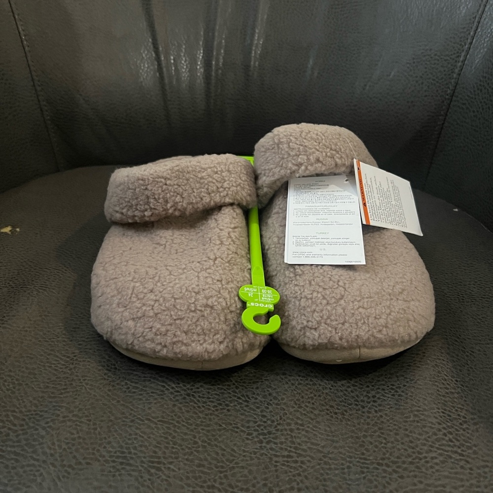 CROCS Gray Cozy Slippers with Soft Material
